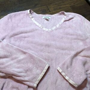 Nautica pink fleece with pink and white stripe trim XL